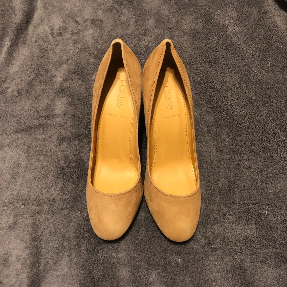 NWOT J. Crew tan suede/leather heels, 9